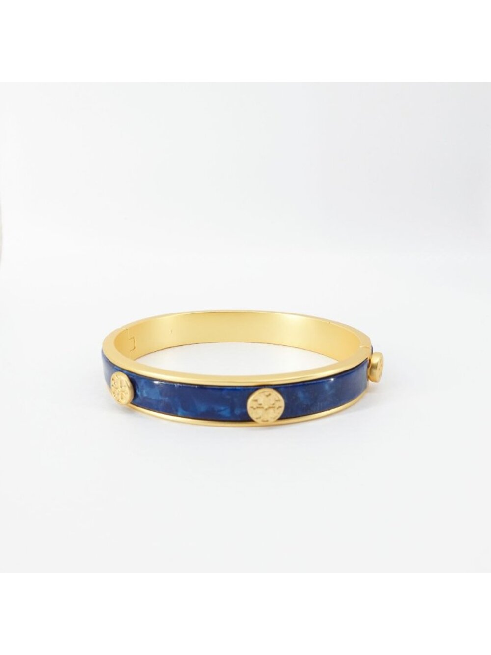 Tory Burch Miller Semiprecious Hinge Studded Bracelet Lapis Blue OS